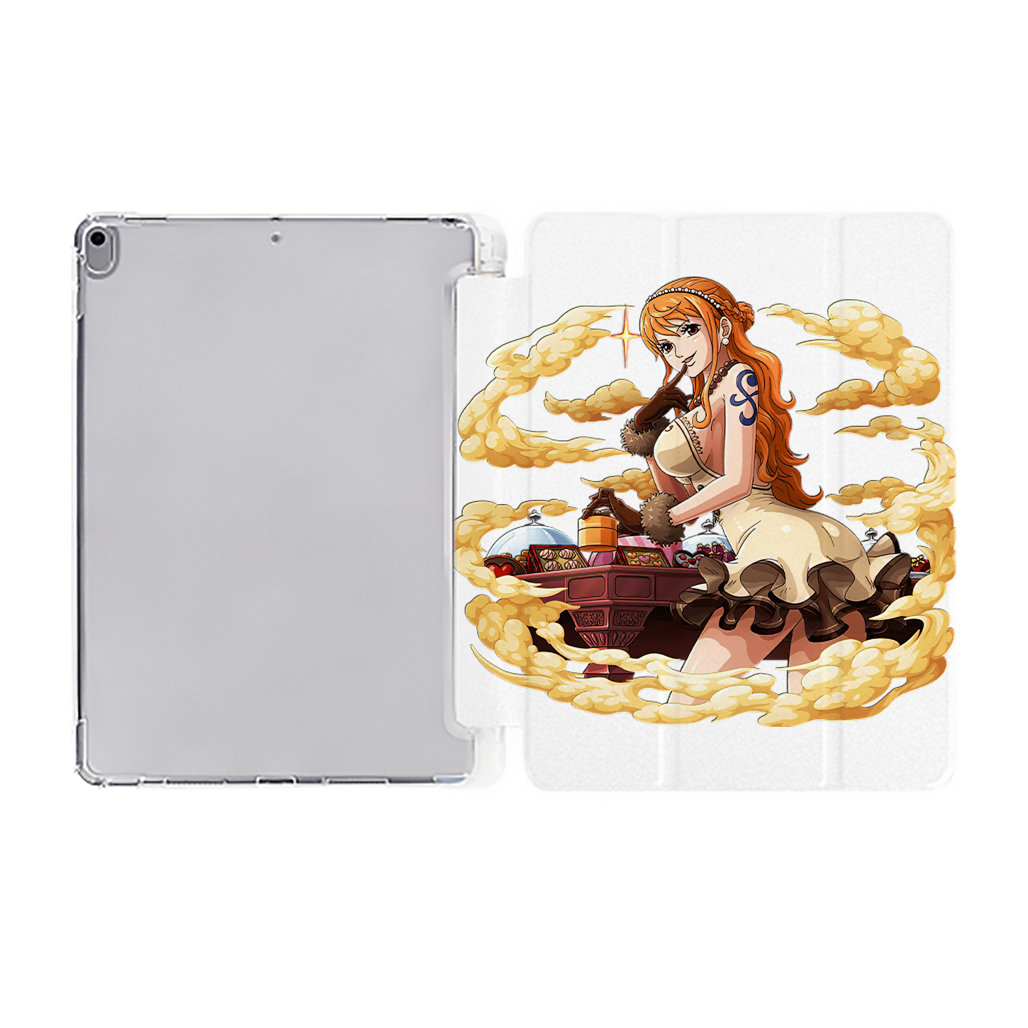 （画像用） ワンピース ナミ ONE PIECE Nami IPad ケース ペン収納付き 三つ折りスタンド PUレザー×シリコン 対応機種9.5/10.5/10.9インチ